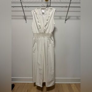 Women’s Ivory Maxi Dress with Lace Trim Size 42 (L/Xl)